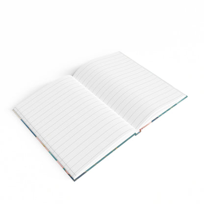 Floral Wave Ruled Journal — Blue Sakura Ocean Notebook