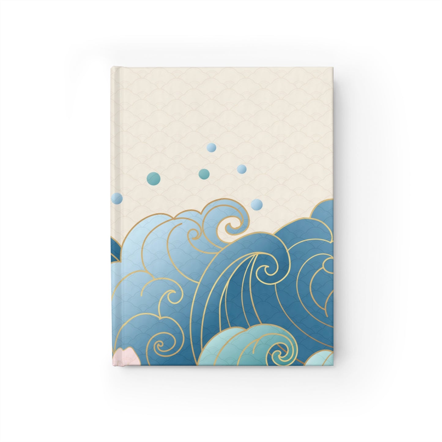 Floral Wave Ruled Journal — Blue Sakura Ocean Notebook