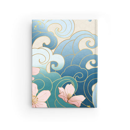 Floral Wave Ruled Journal — Blue Sakura Ocean Notebook