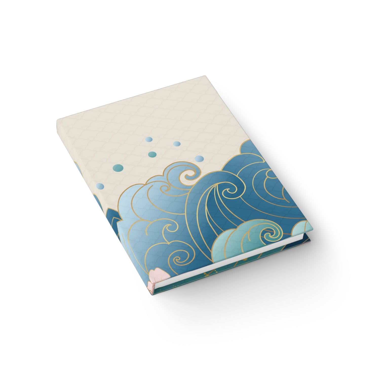 Floral Wave Ruled Journal — Blue Sakura Ocean Notebook