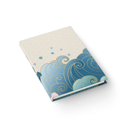 Floral Wave Ruled Journal — Blue Sakura Ocean Notebook