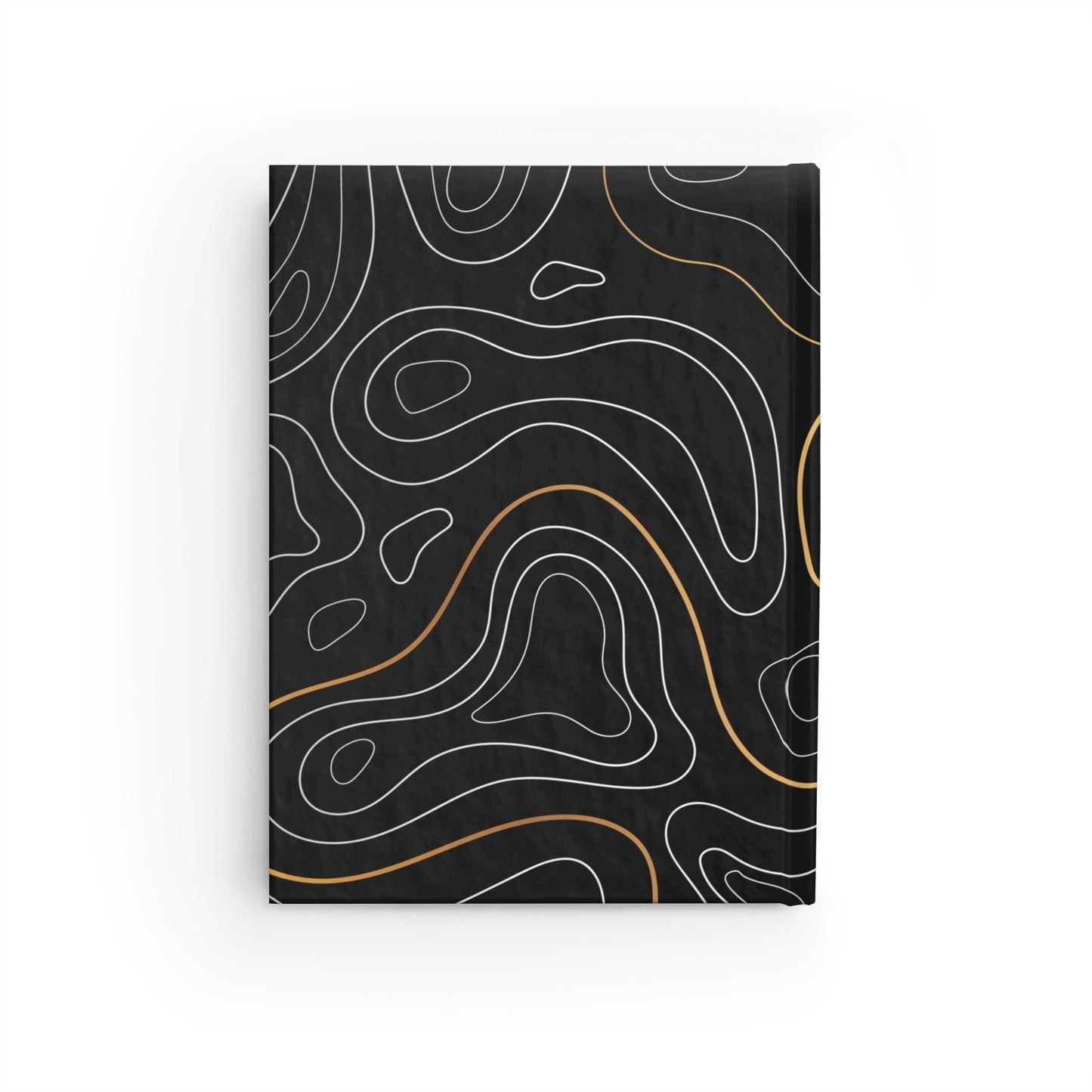 Topographic Lines Journal — Black & Gold Ruled Notebook